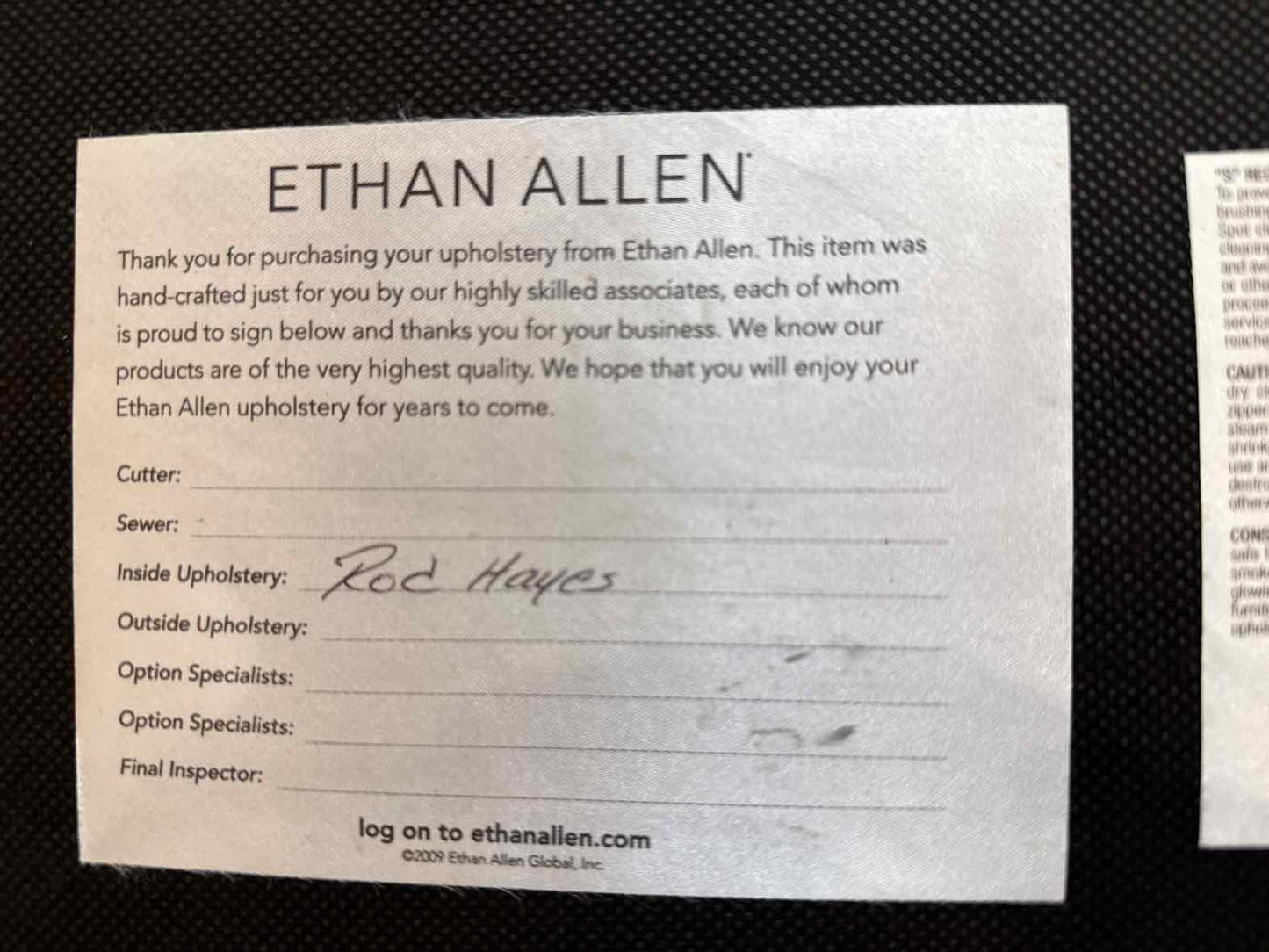 Ethan Allen Upholstered Bench