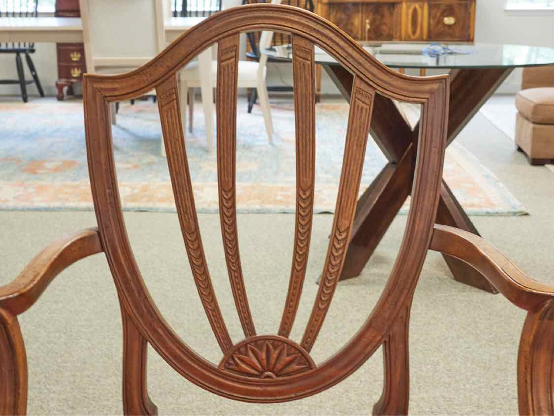Pair of Baker Cherry Shield Back Dining Chairs