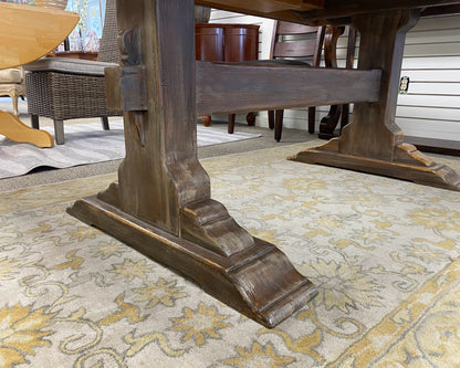 Expanding Trestle Dining Table with Painted Faux-Driftwood Finish