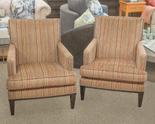 Pair of Studio H by Holly Hunt Chairs in Striped Velvet on Dark Finish Legs