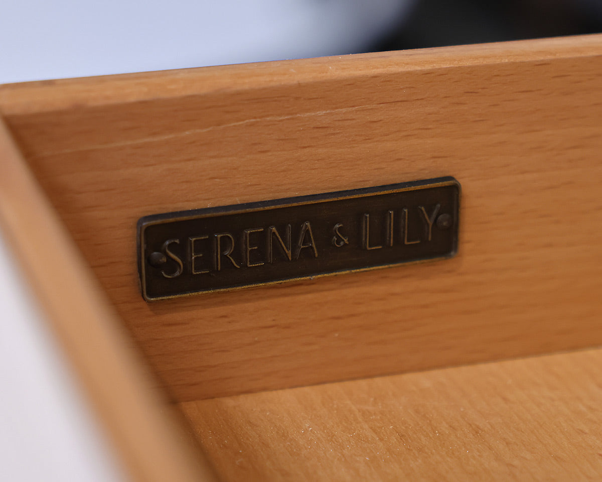Serena & Lily White Linen Wrapped Nightstand