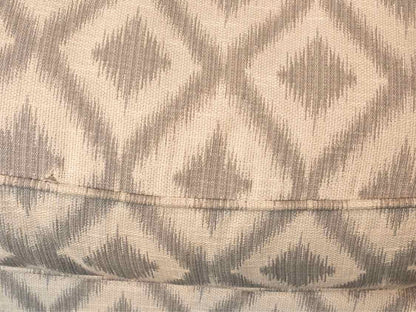 Pair of Basset Track Arm Chairs in Ivory & Grey Diamond Uphostery Feather & Down