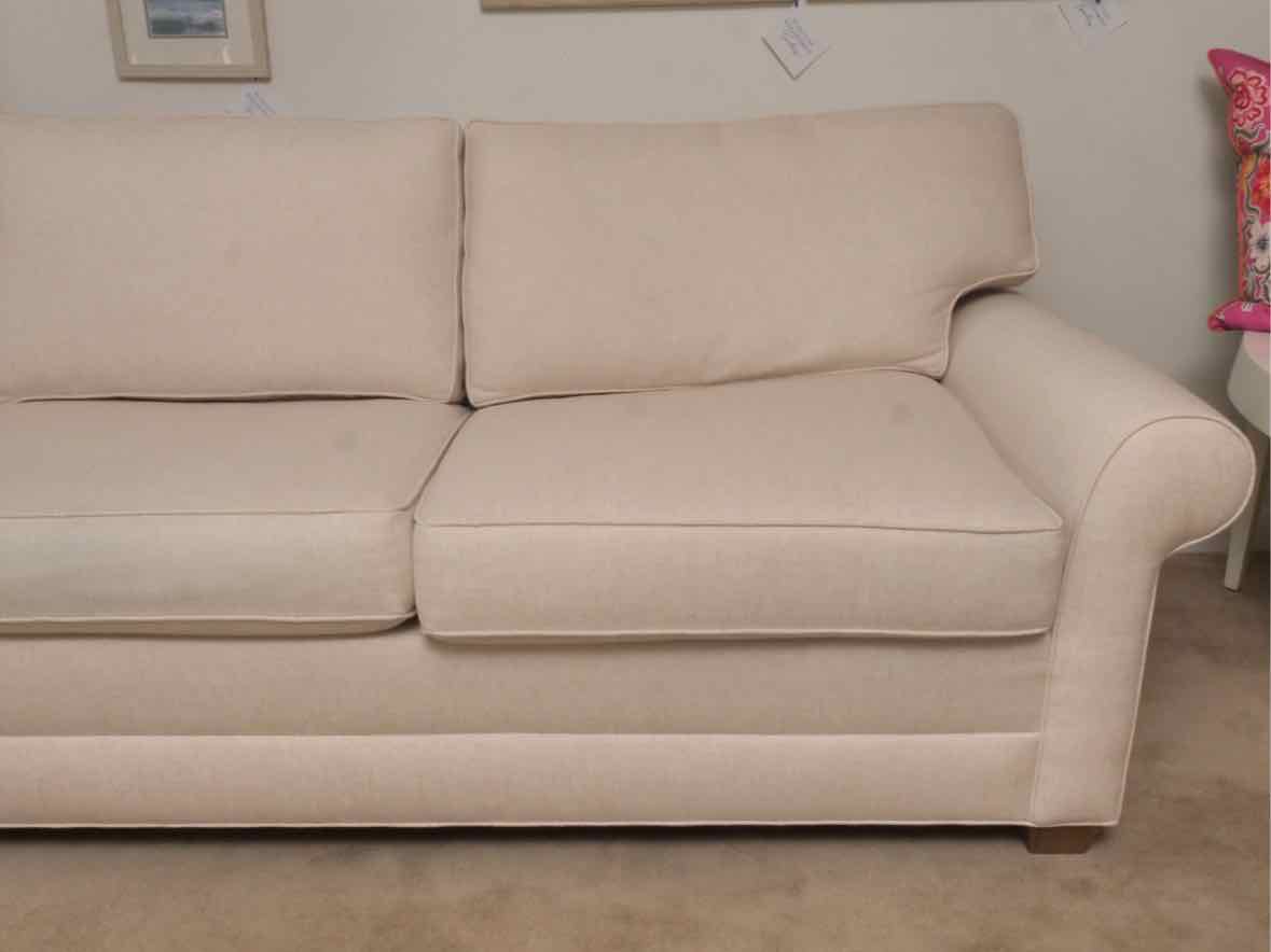 Ethan Allen 'Bennett' Ivory Vintage Linen 2 Cushion & Chaise Sectional