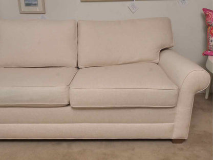 Ethan Allen 'Bennett' Ivory Vintage Linen 2 Cushion & Chaise Sectional