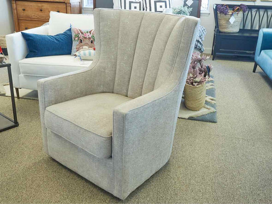 Contemporary Swivel Chair in Textured Oatmeal