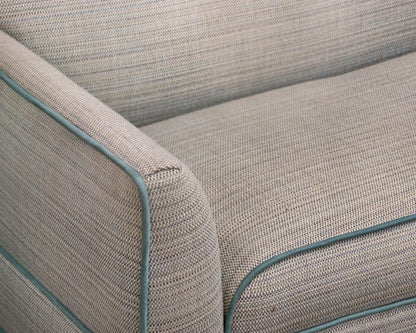 MC Style Tuxedo Back Sofa Upholstered In Tweed White,Grey & Blue Hughes