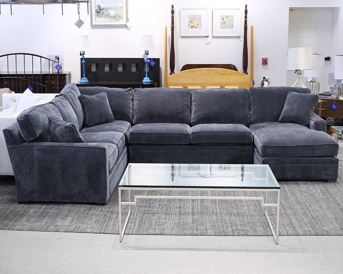 Boston Interiors Steel Blue 3-Piece Sectional with RAF Chaise