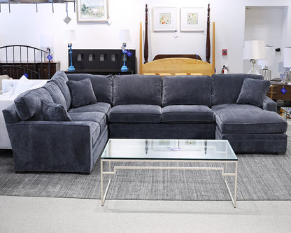Boston Interiors Steel Blue 3-Piece Sectional with RAF Chaise
