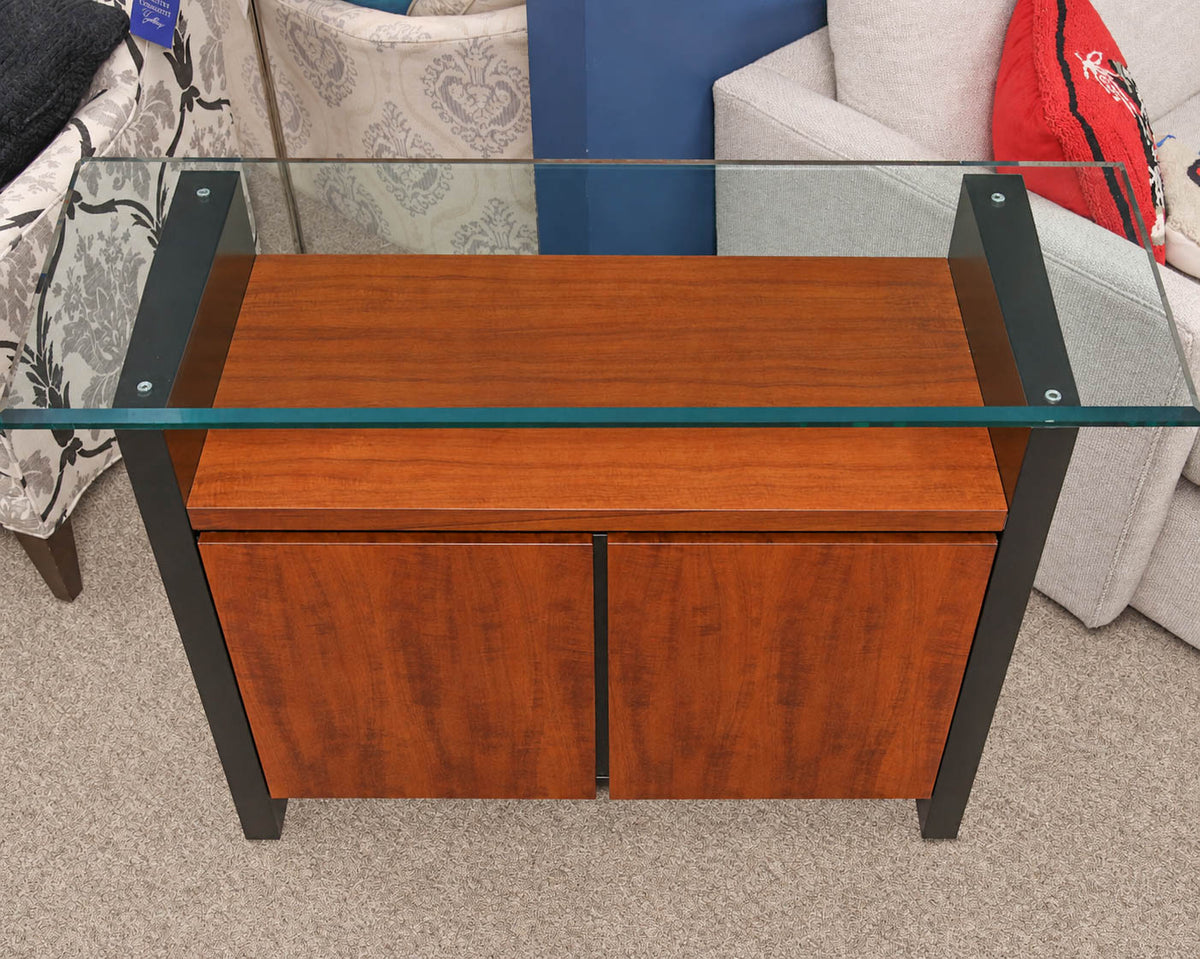 Henredon 'Elan Collection' Hawaiian Koa Wood Servers with Glass Top