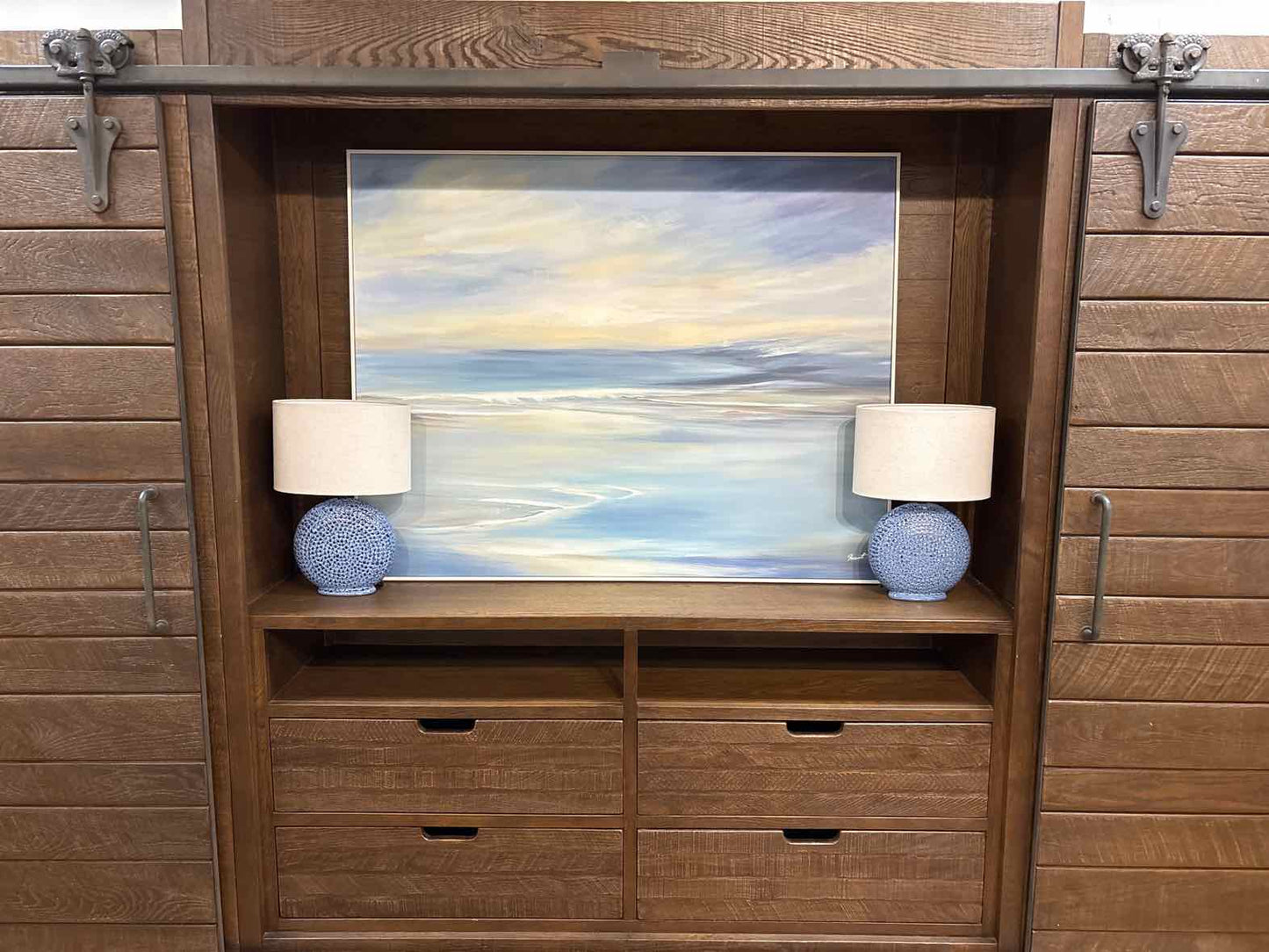 Arhaus 'Baumann' Wall Unit w/ Sliding Barn Doors