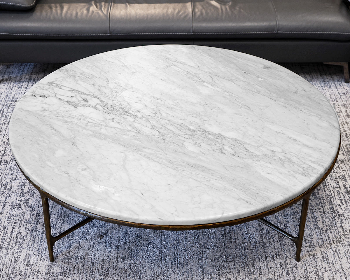 Restoration Hardware Thaddeus Round Marble Cocktail Table
