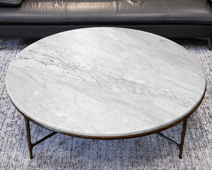 Restoration Hardware Thaddeus Round Marble Cocktail Table