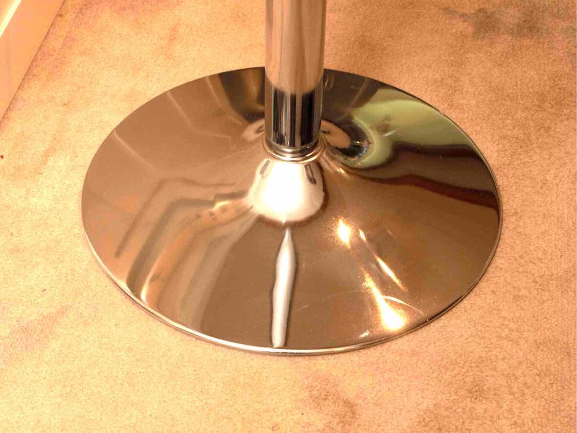 Glass Top Chrome Pedestal Dining Table