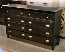 Eight  Drawer Dresser In Black Finish W/ Chrome Hardware
