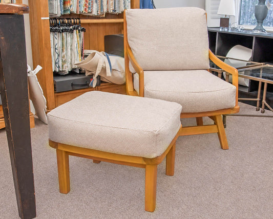 Pompanoosuc Mills South Beach Collection Cherry Framed Chair and Ottoman