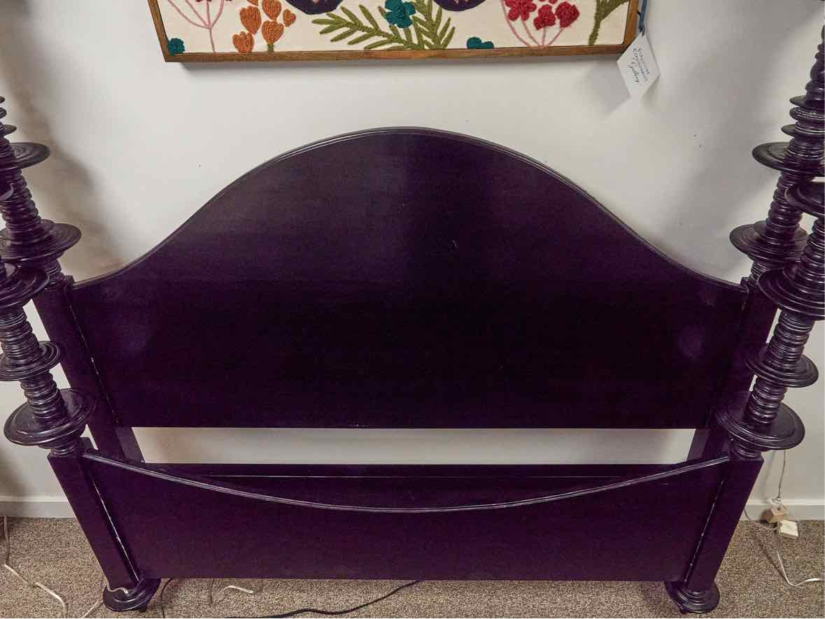 Noir 'Ferret' Queen Four Post Bed in Rubbed Black Finish