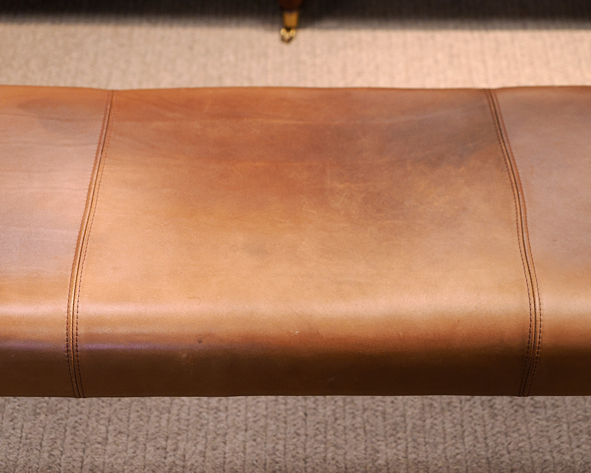 Brown Leather Bench