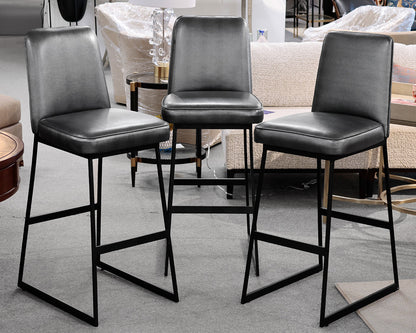 Set of 3 Elysian Bar Leather Bar Stools