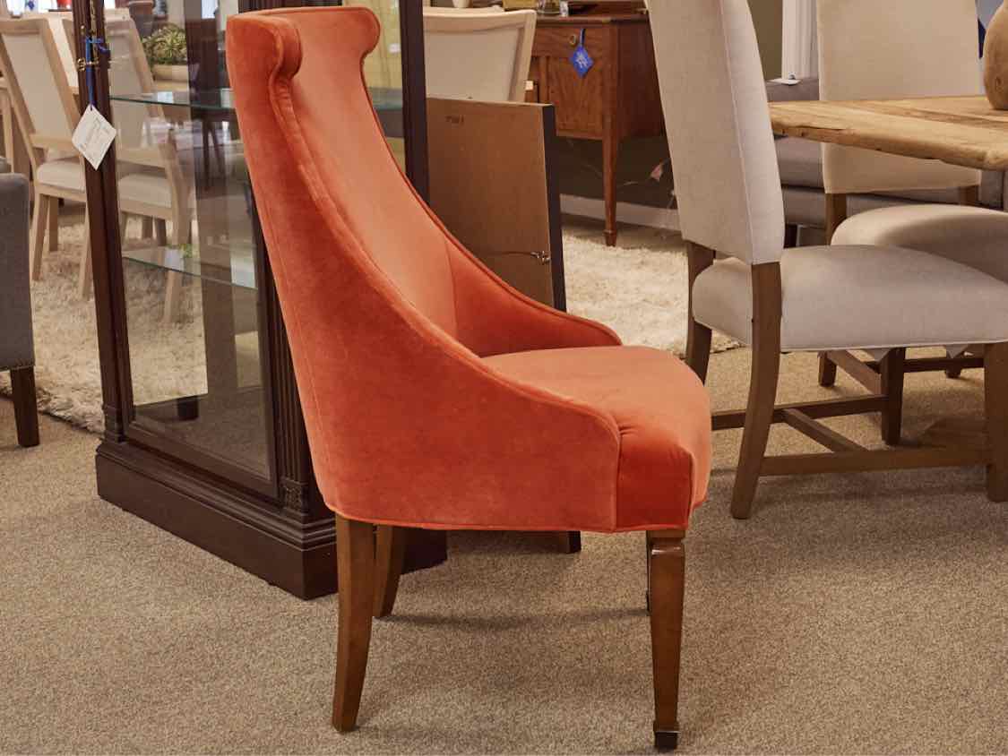 Pair of Host & Hostess Dark Coral Performance Velvet Dining Chairs