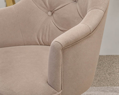Pottery Barn Tufted Swivel Desk Chair in "Lustre velvet dusty blush"