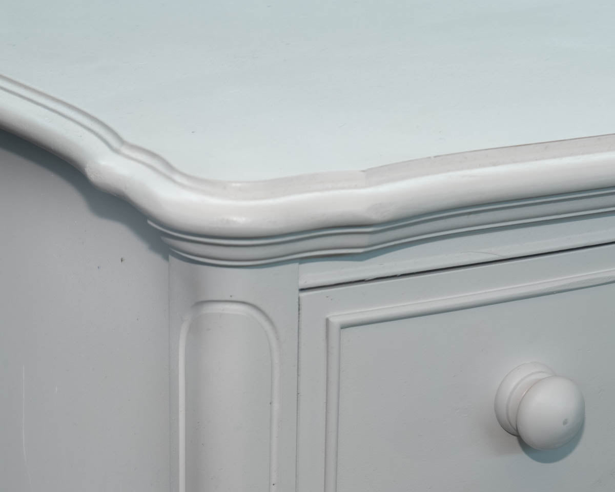 Five Drawer Tall Bowfront Chest in White