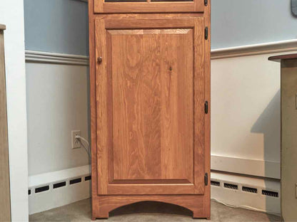 Golden Oak Display Cabinet with Pane Glass door & Wood Door
