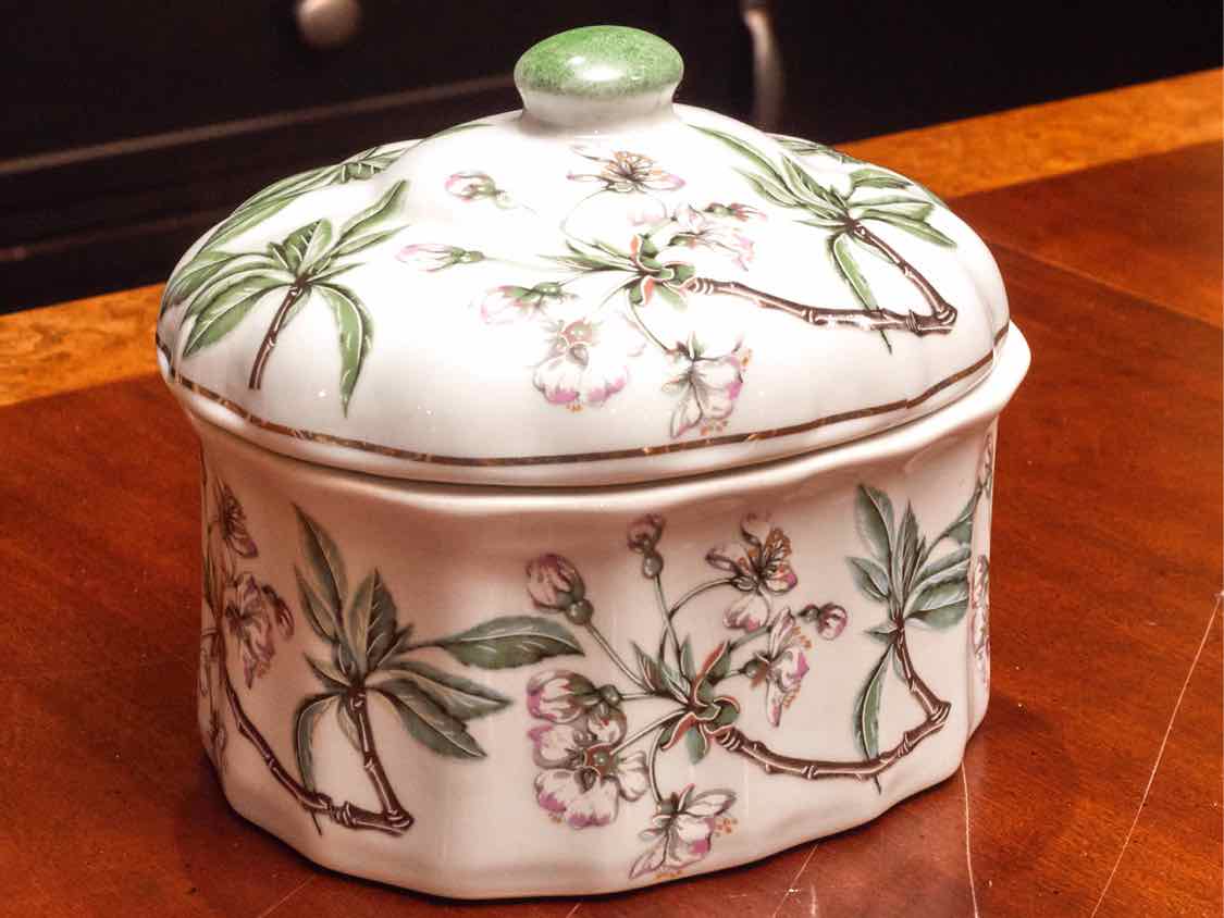 Porcelain Cherry Oval Jar