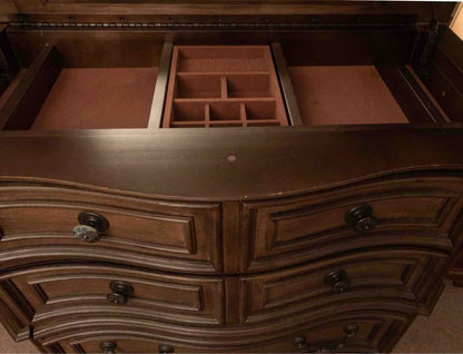 Espesso Finish 5 Drawer 1 Secret Drawer&  Flip Top Mirror Chest