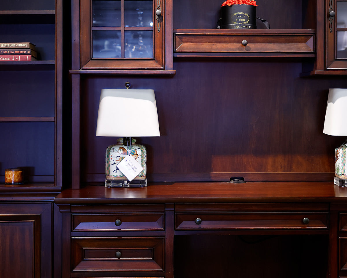Mahogany 3-Piece Bookcase & Desk Unit