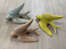 Set of 3 Glazed Ceramic Swallows