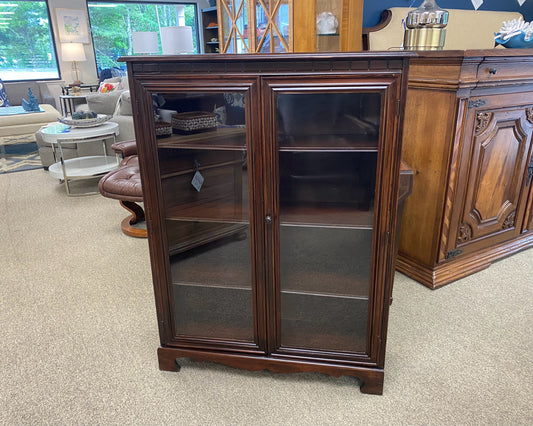 Mahogany Ribbon Glass Door Bookcase