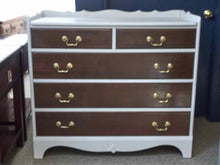 Arctic Finish 5 Dark Cherry Drawer Dresser with Back Splash