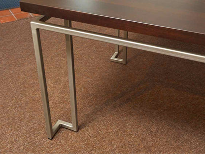 Walnut Finish Metal Frame Legs Dining Table