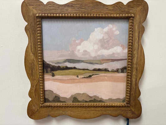 Set of Two Natural Wood Framed Landscapes