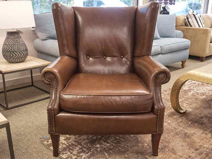 Bradington Young Leather Wing Chair with Ottoman
