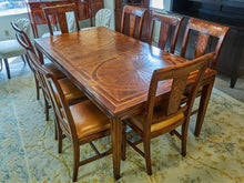 Theodore Alexander  Elm Wood with Burl & Mahogany Inlaid  Dining Table & Chairs