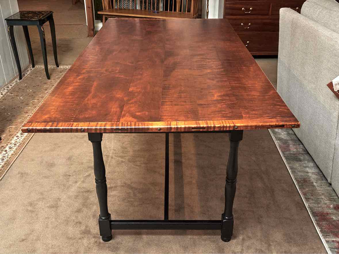 Early American Tiger Maple Farm Dining Table