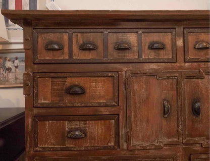 Arhaus Rustic Wooden 6 Drawer 4 Door Metal Cup Handles Accent Sideboard Chest