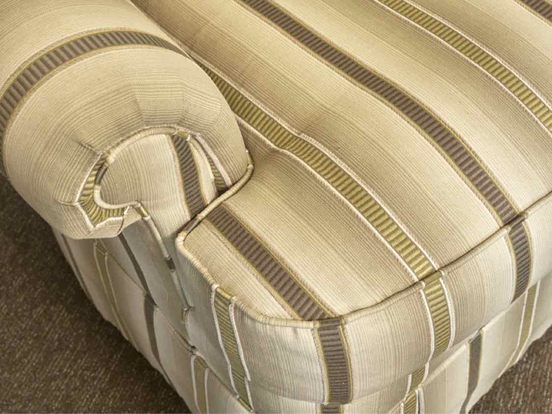 Ethan Allen 'Charlotte'  In Earth Tones Stripe Skirted Swivel  Chair