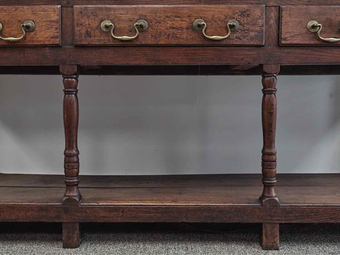 English Oak 2 Piece Welsh Cabinet with 6 Drawers & Shelf