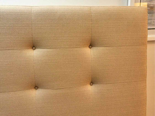 Full  Sand Color Upholstered Button Tufted Bed