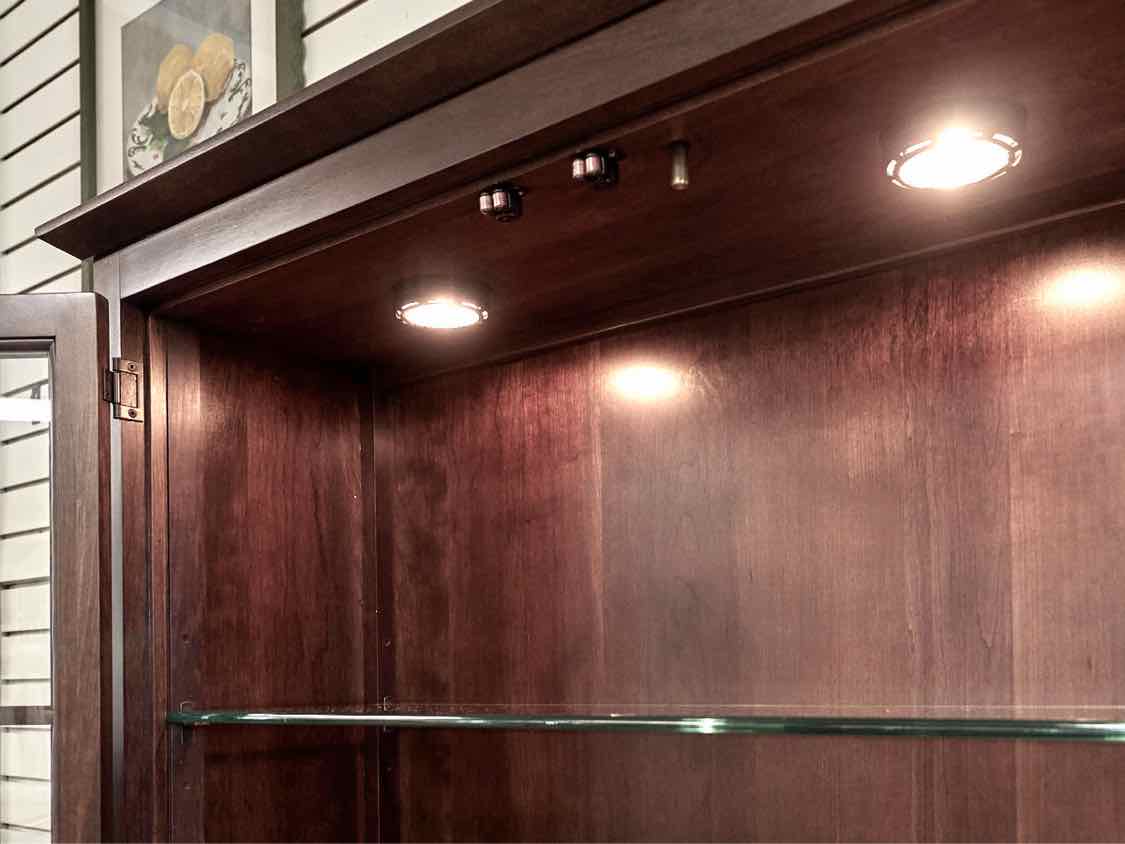 Ethan Allen Dark Stain 2 Pane Door Display Cabinets