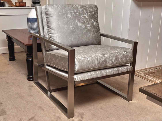 Rachael Ray Home Chrome Metal Frame 'Silver Pewter' Upholstered Cushions Chair