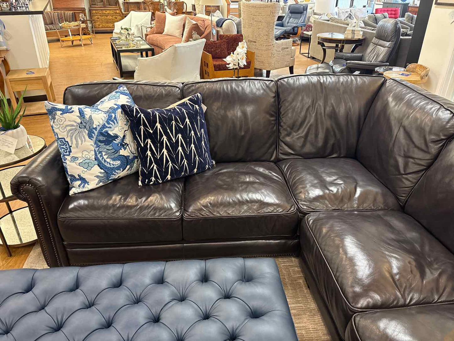 Futura 'Cordovan' 2- Piece Leather L Sectional