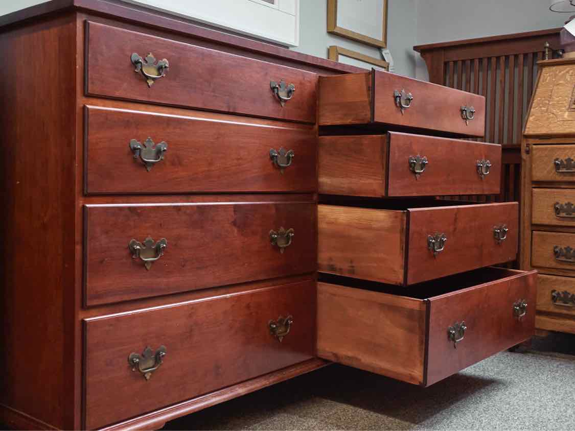 Solid Cherry Benchmade 8 Drawer Dresserwith Chippendale Handles