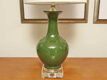 Porcelain Pine Green Vase Egg Shell Shade Table Lamp