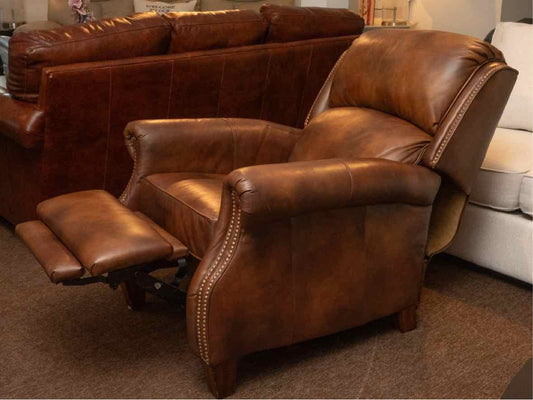 Flexsteel Mocha Brown Leather  With Nailhead Trim Recliner