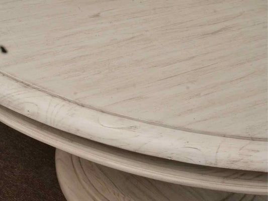 White Driftwood Finish Round  Pedestal Dining Table