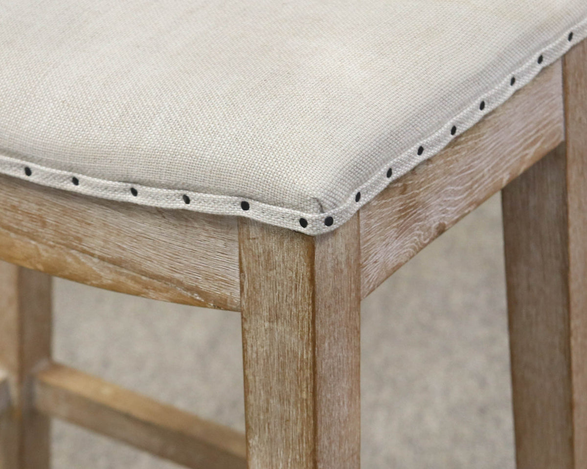 Pair of Light Wood Saddle Seat Barstools