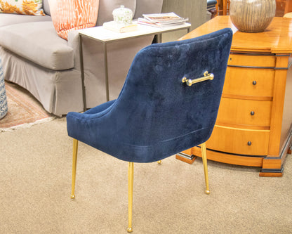 Pair of Anthropologie 'Elowen' Navy Velvet Upholstered Dining Chairs